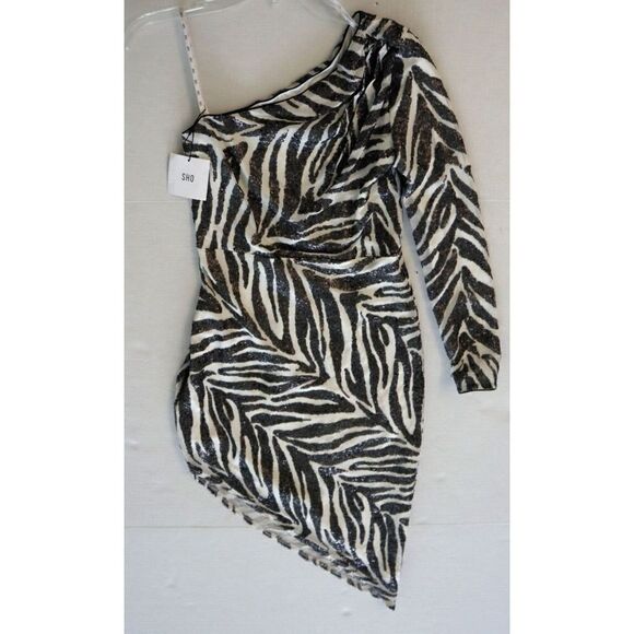 SHO by Tadashi Shoji Sz Small Zebra Print Gigi Asymmetrical Cocktail Dress - Picture 4 of 15
